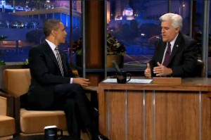 What did President Barack Obama talk to Jay Leno About tonight? Quotes